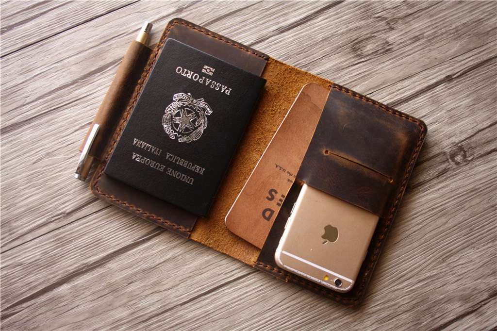 Personalized Passport Holder Leather Wallet