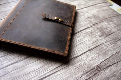 Personalized Zippered Leather Padfolio Distressed Brown