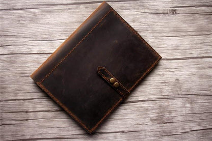 Personalized Zippered Leather Padfolio Distressed Brown