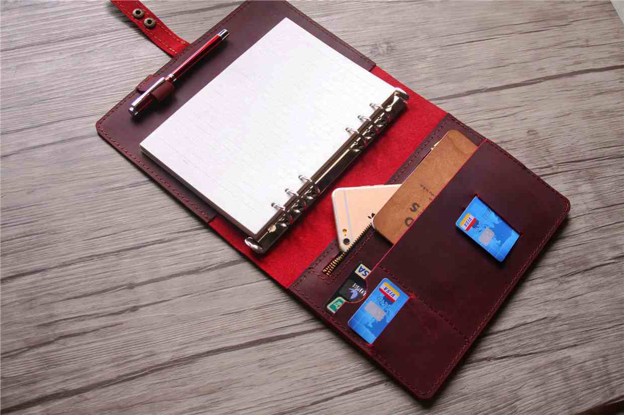 Red Personalized Leather Journal Notebook Refillable