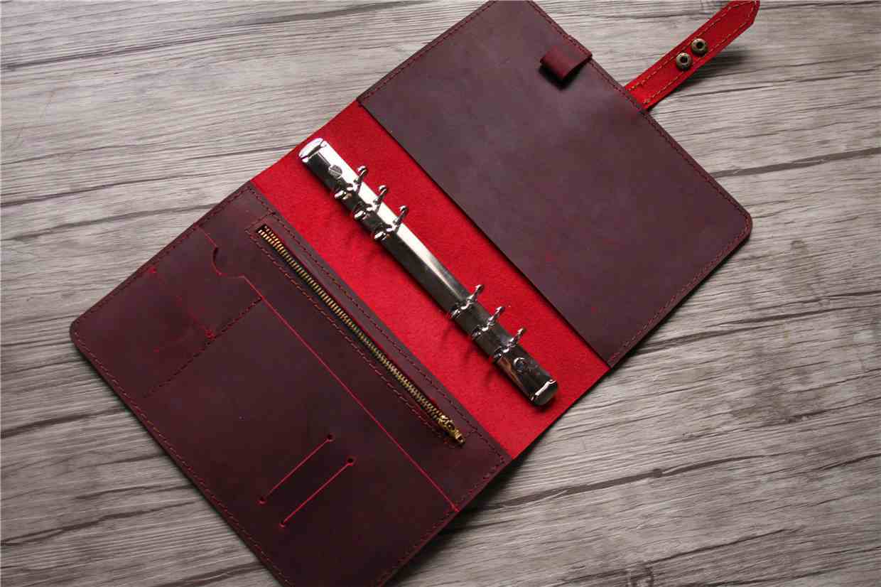 Red Personalized Leather Journal Notebook Refillable