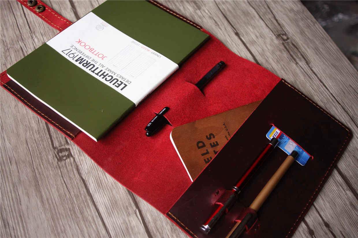 Personalized Red Womens Leather Notebook