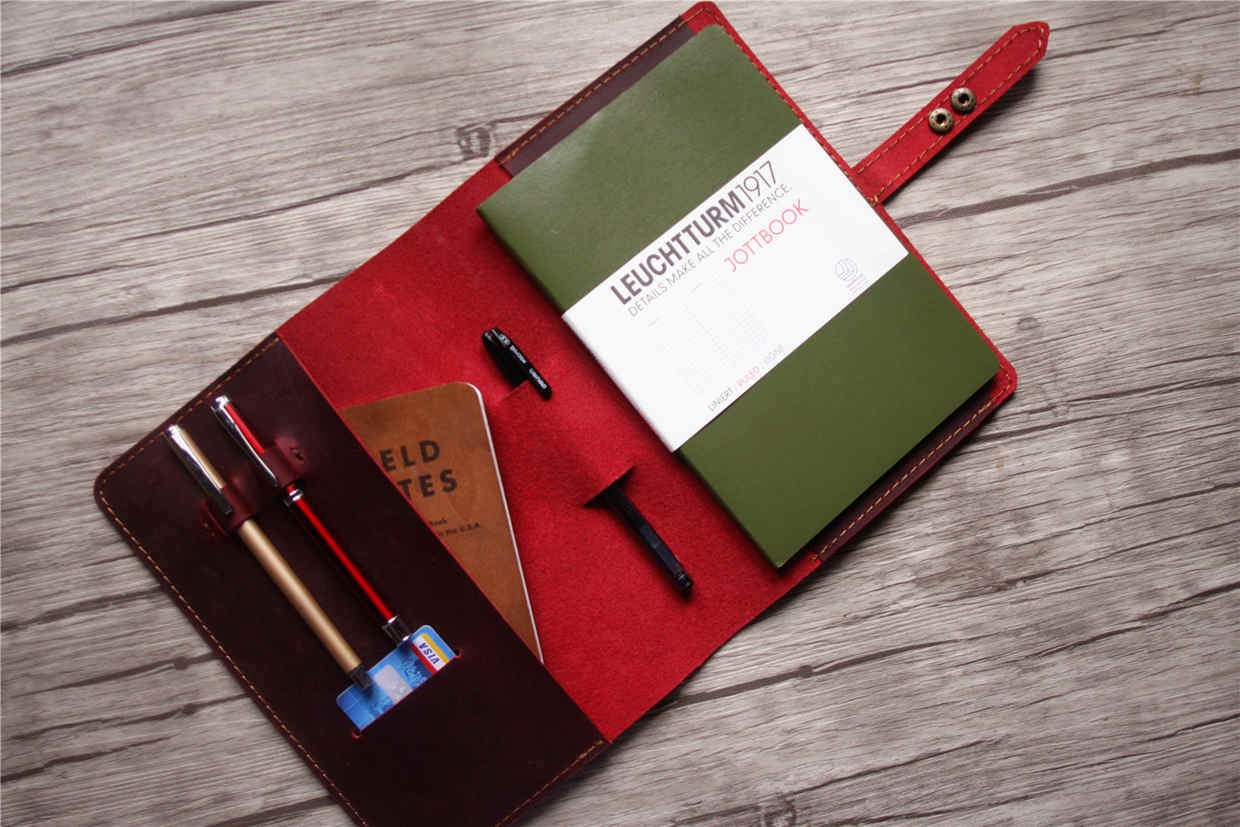 Personalized Red Womens Leather Notebook