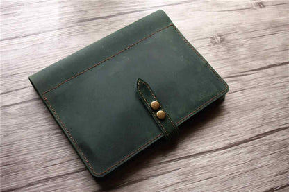Custom Dark Green Leather Refillable Binder Journal