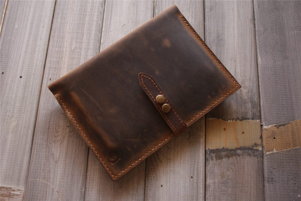 Personalized Brown Leather Notebook Cover Holder