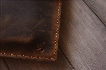 Personalized Brown Leather Notebook Cover Holder