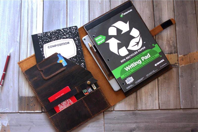 Personalized Leather Custom iPad Case with Pencil Holder