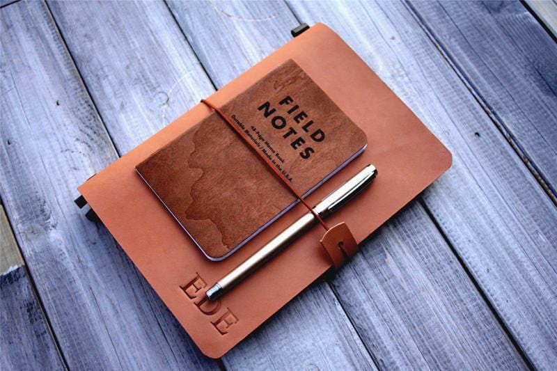 Personalized Brown Leather A5 Traveler's Notebook Cover