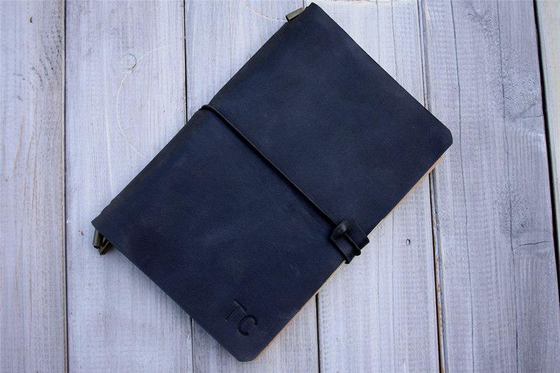 Personalized Black Leather Traveler's Notebook