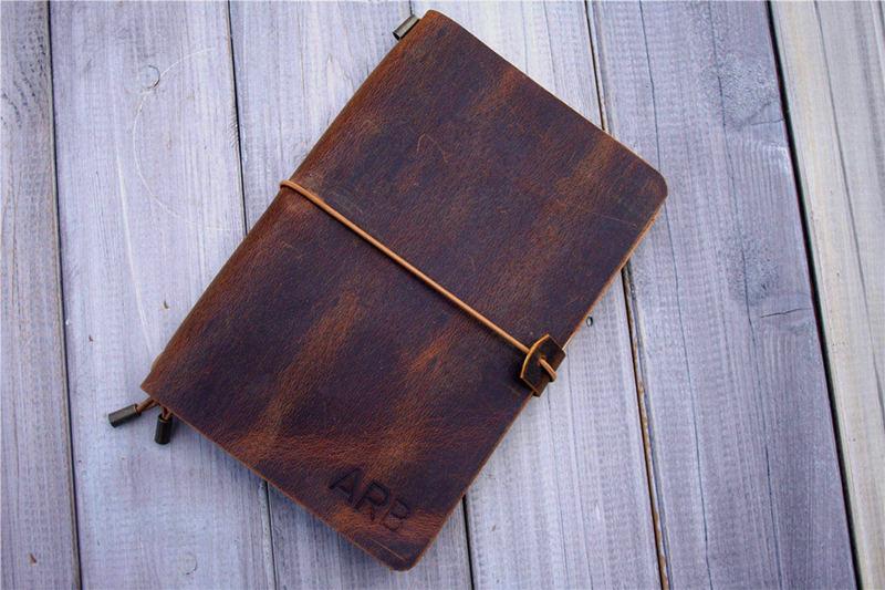 Personalized Rustic Leather Traveler's Notebook