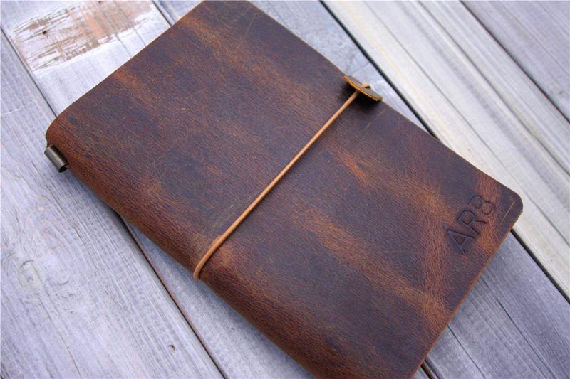 Personalized Rustic Leather Traveler's Notebook