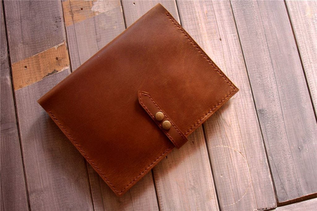 Personalized Yellow Brown Moleskine Leather Cover Notebook Holder