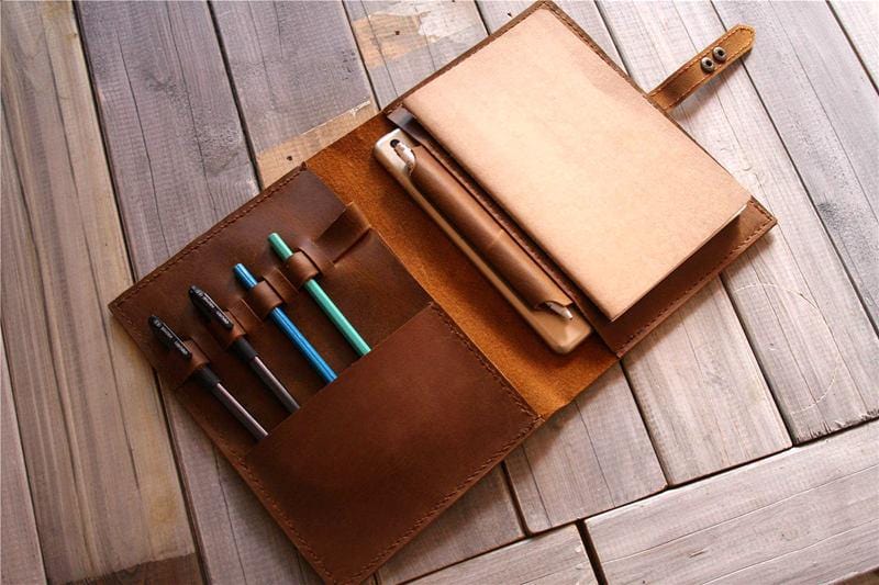 Personalized Brown Leather Padfolio Holder