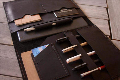 Black Embossed Leather Portfolio