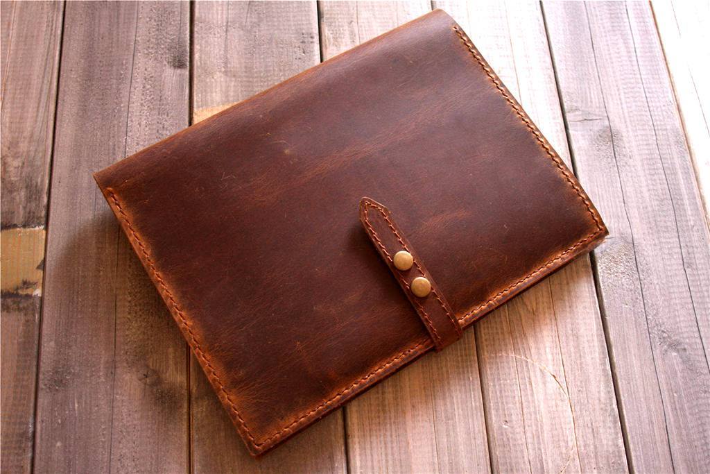 Personalized Brown Leather Portfolio Planner Organizer