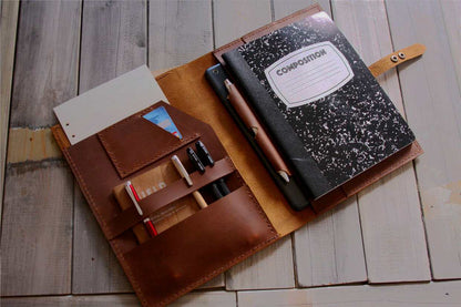 Engraved Leather Composition Notebook Cover