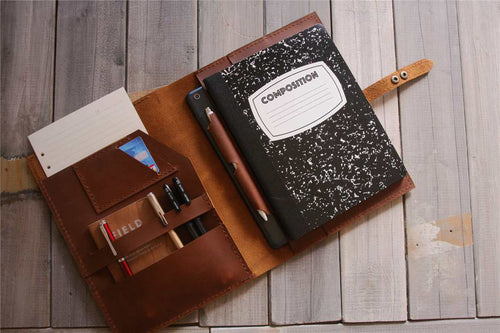 Engraved Leather Composition Notebook Cover