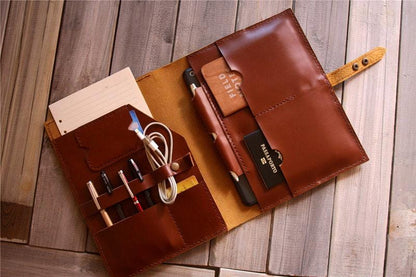 Saddle Custom Leather Portfolio Briefcase