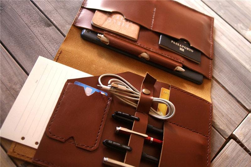 Saddle Custom Leather Portfolio Briefcase