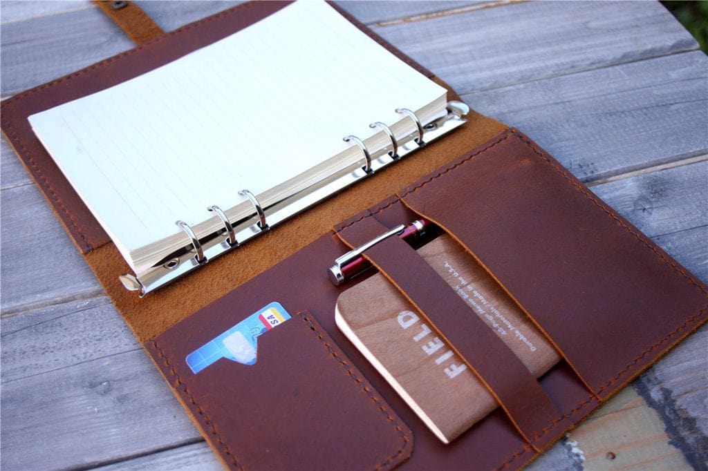 Personalized Leather Weekly Planner Cover