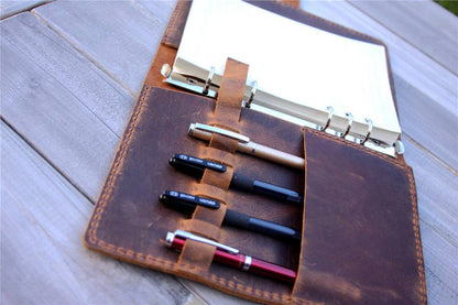 Personalized Brown Leather Portfolio Planner Organizer