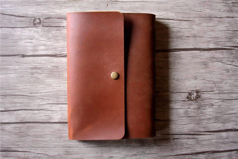 Saddle Button Leather Bound Notebook