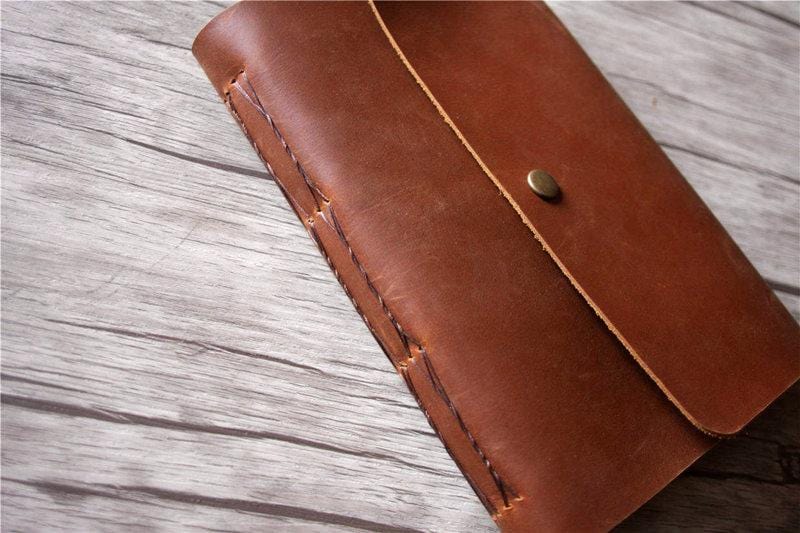 Saddle Button Leather Bound Notebook