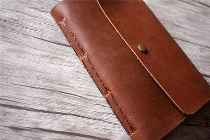 Saddle Button Leather Bound Notebook