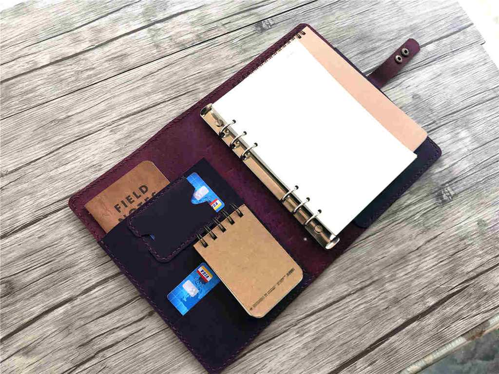Rustic A4 Refillable Purple Leather Binders Folder