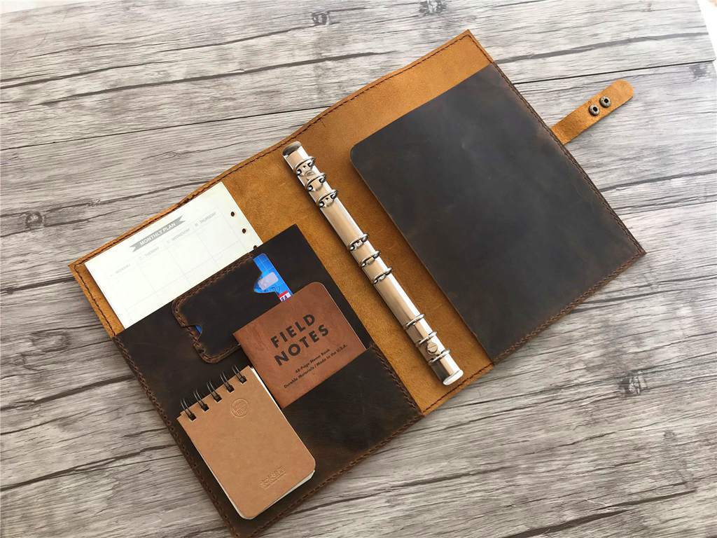 Rustic B5 Refillable Brown Leather Binders Folder