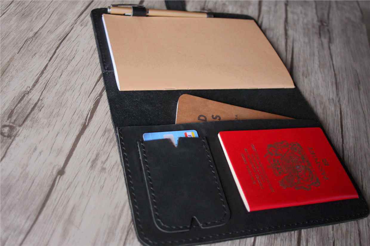 Personalized Black Leather Travel Journal Notebook