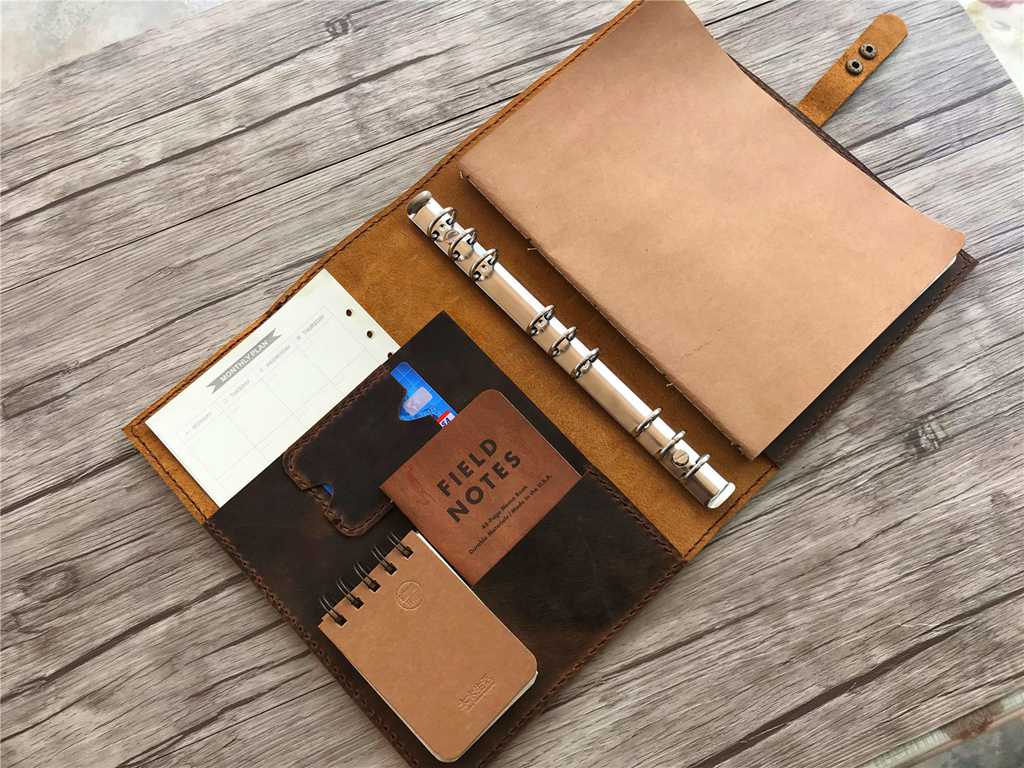 Rustic B5 Refillable Brown Leather Binders Folder