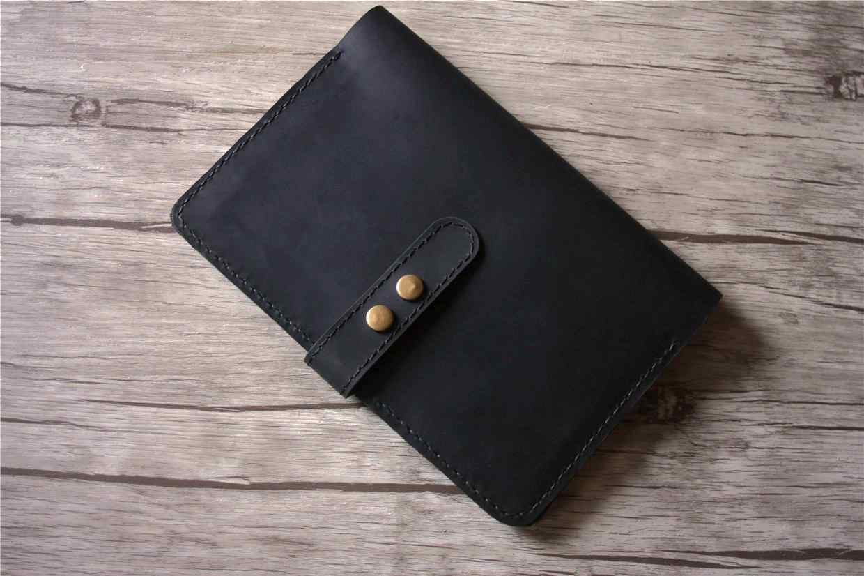 Personalized Black Leather Travel Journal Notebook