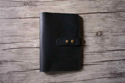 Personalized Black Leather Travel Journal Notebook
