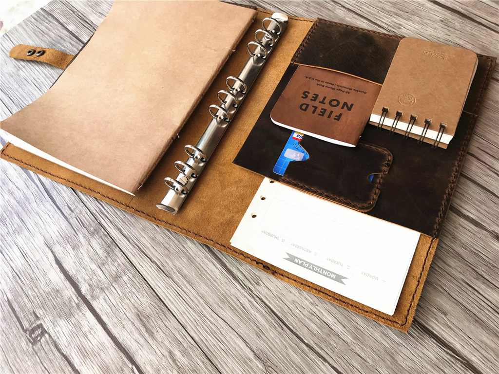 Rustic B5 Refillable Brown Leather Binders Folder