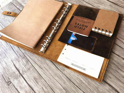 Rustic B5 Refillable Brown Leather Binders Folder