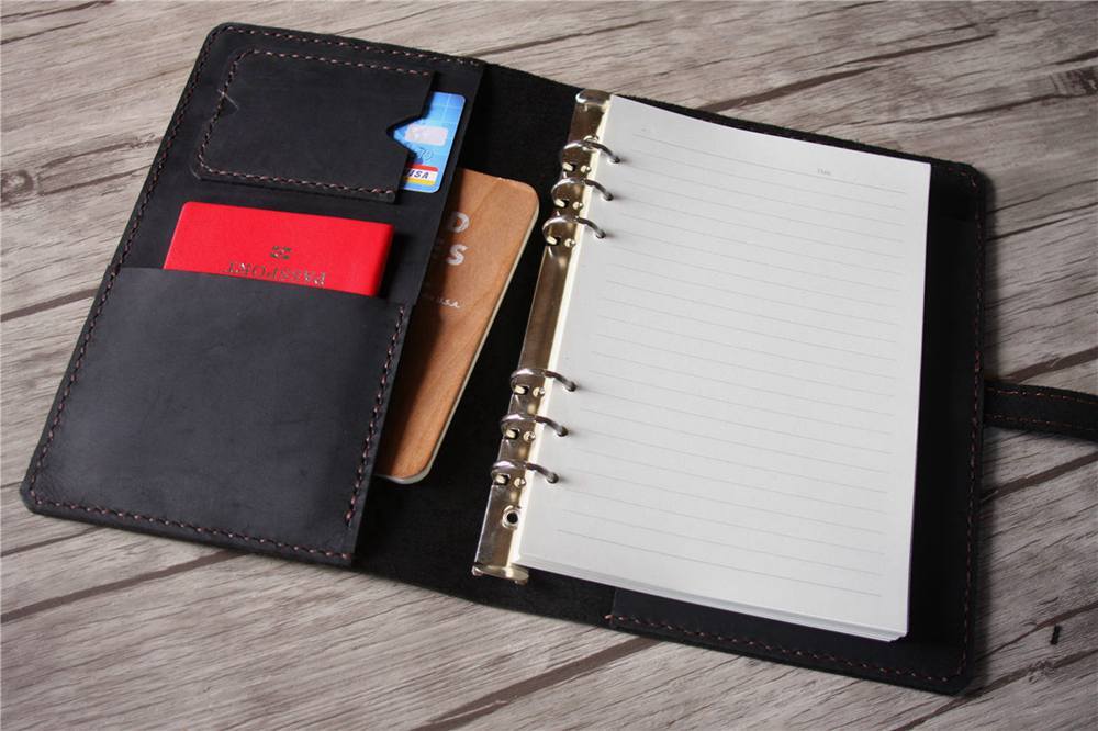 Black Leather Refillable Binder Journal