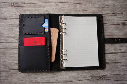 Black Leather Refillable Binder Journal