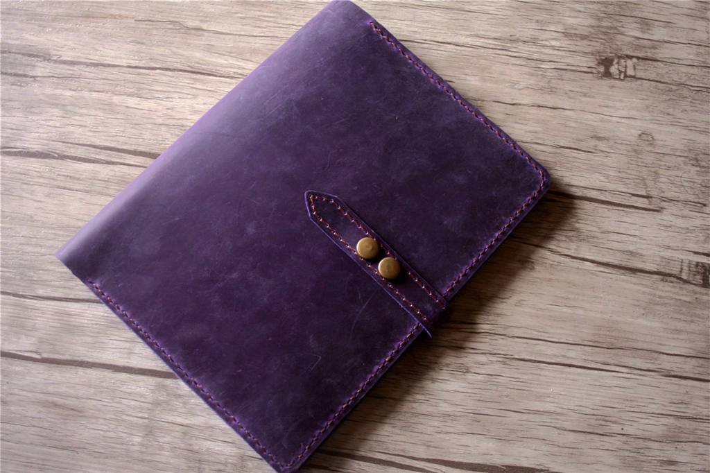 Personalized Purple Leather Binder Notebook Cover