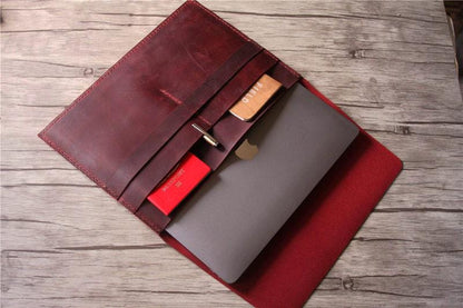 Monogrammed Leather Surface Laptop Cover Sleeve