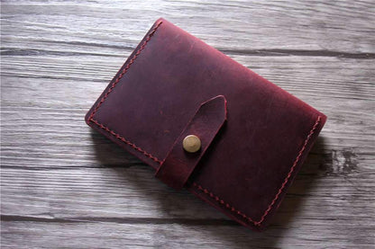 Engraved Burgundy Leather Passport Case Wallet