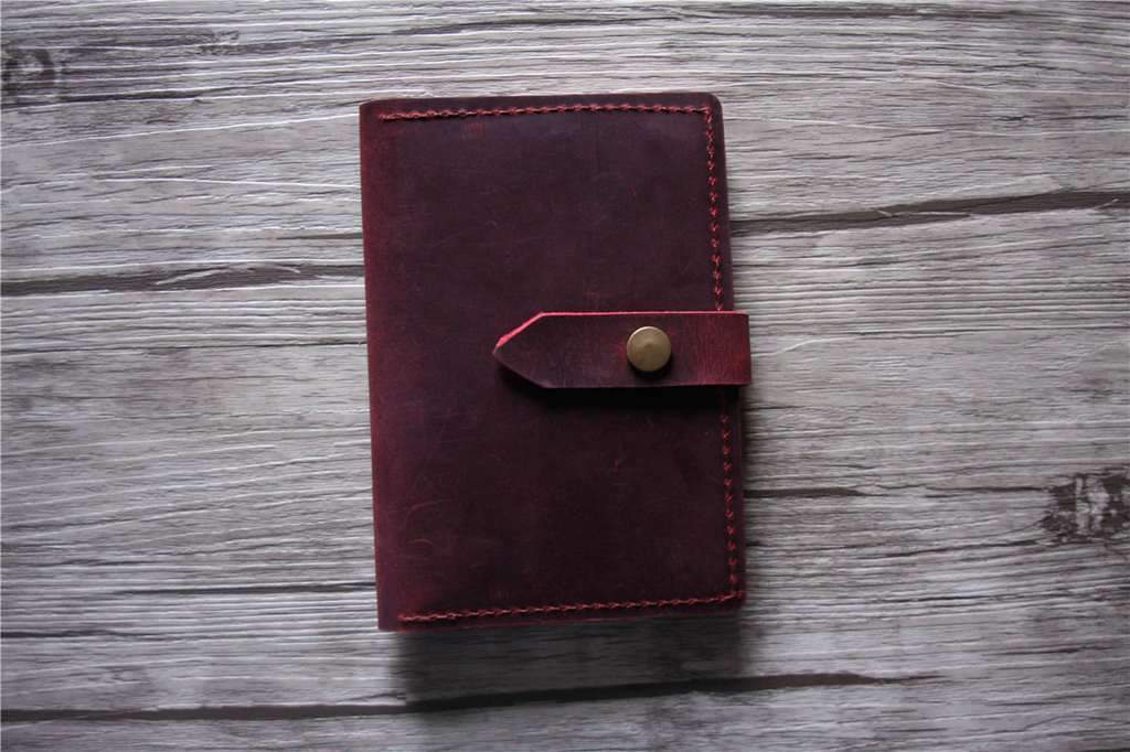Engraved Burgundy Leather Passport Case Wallet