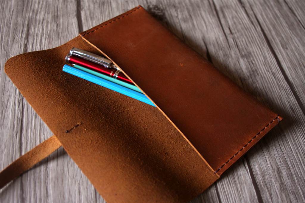 Embossed Leather Pencil Pouch Holder Pen Case