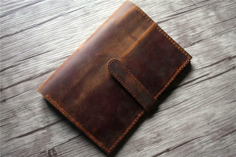 Personalized Brown Leather Portfolio Folder