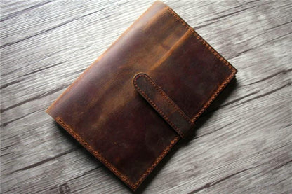 Personalized Brown Leather Portfolio Folder