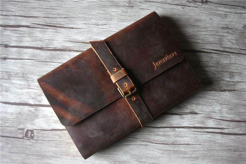 Brown Notebook Folder Leather Buckle