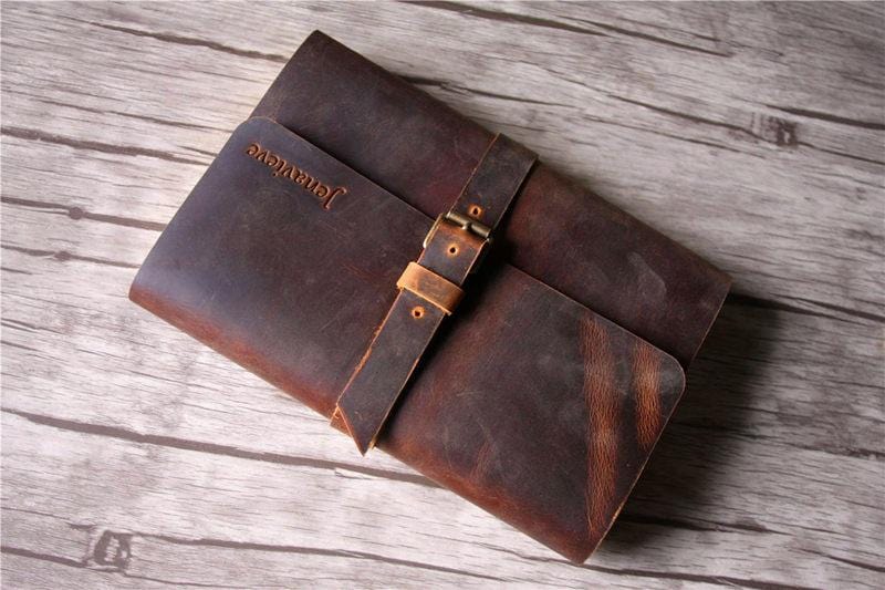 Brown Notebook Folder Leather Buckle