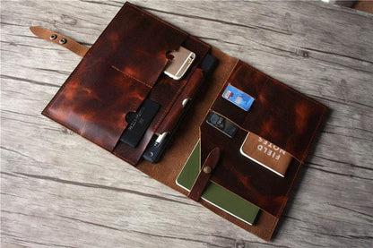 Personalized Leather Portfolio Luxury Coffee