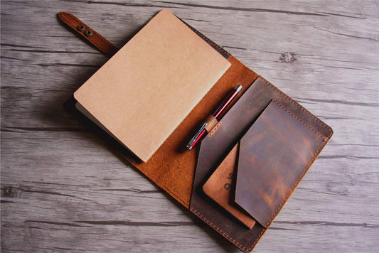 Personalised Notebook Cover Refillable Leather Holder