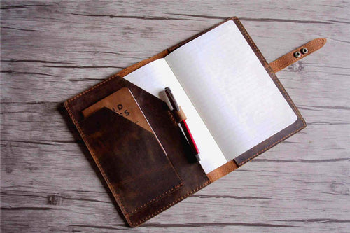 Rustic Brown Leather Notebook Cover B5